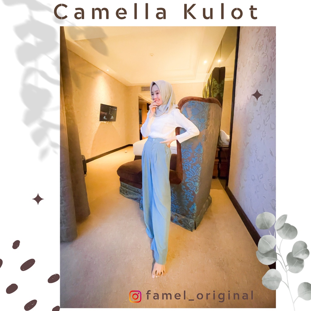 Wardah BLUE CAMELA/BLUE STRAIGHT CULOT TROUSERS/LONG CULOT TROUSERS/ WARDAH BLUE