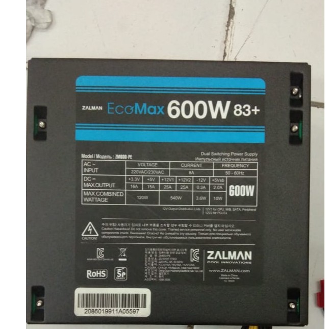 ZALMAN ECQ MAX 600W 83+ 600WATT PSU