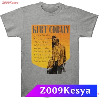 Z009Kesya เสื้อยืดสีพื้นคอกลม Nirvana Mens Kurt Cobain Just Happy Photo T-Shirt Heather saleNirvana,นิพพาน