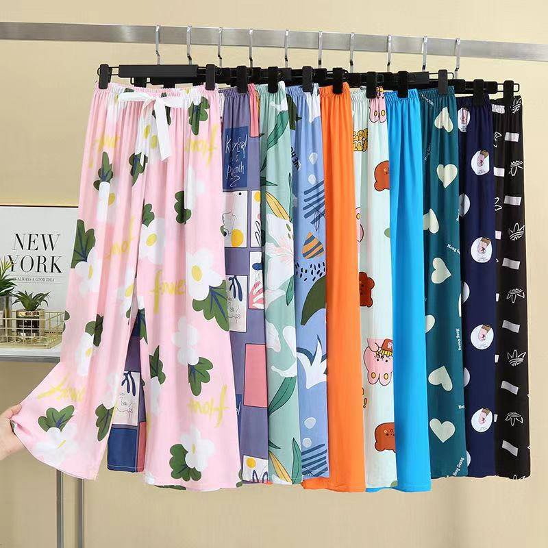 🌸ลายเยอะ 50 ลาย กางเกงขายาวผ้านิ่ม🌸 สไตล์เกาหลี ทรงบานพิมพ์ลายสวย ใส่สบายๆ กางเกงใส่นอน กางเกงลายดอก 🌸#B2 - รูปที่ 5