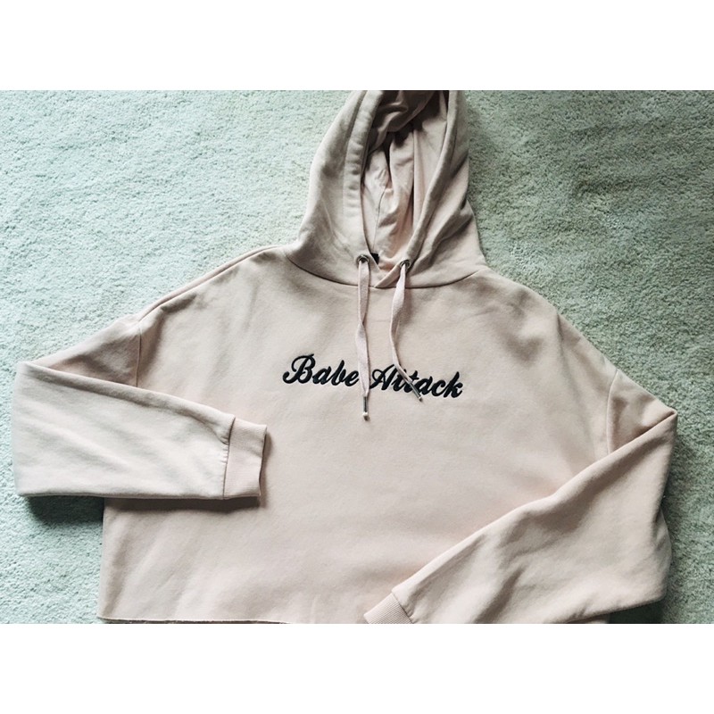 เสื้อ Hoodie ยี่ห้อ H&M (Oversized Cropped Hoodie) มือสองสภาพดี