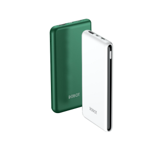 ROBOT แบตสำรอง 10000mah พาวเวอร์แบงค์ มี มอก เบาบาง ชาร์จเร็วยิ่งขื้น พร้อมสายชาร์จ มีช่องเสียบmicro/type-c/usb RT180/RT31 ประกัน1ปี