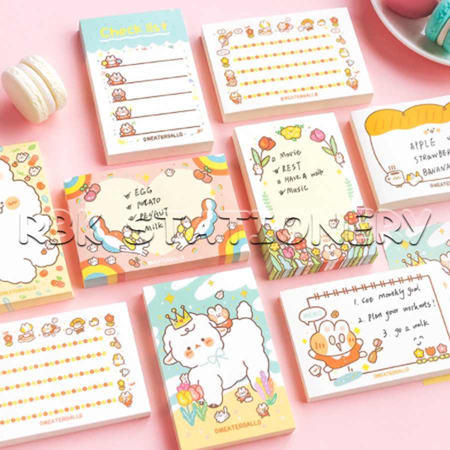 กระดาษโน๊ต กระดาษโน๊ตน่ารัก กระดาษโพสอิท 100 แผ่น 6x9 ไม่มีกาว กระต่าย