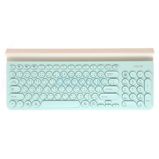 สีฟ้า OKER IK6650 Fashion Multi-Device Bluetooth Wireless Keyboard สีฟ้า