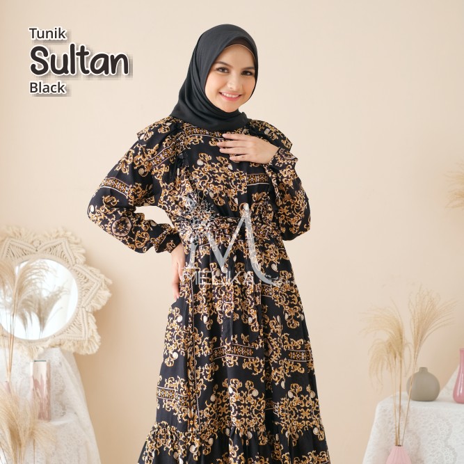 แฟชั่นเสื้อท็อปจัมโบ้เรยอน M9L8 สีดําสําหรับผู้หญิงชาวมุสลิม / Tunic R Z2K1