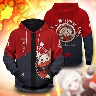 Genshin Impact ชุดคอสเพลย์ Venti Klee Diluc Zhongli Xiao Tartaglia อะนิเมะเกม 3D Hoodie Harajuku Sweatshirt ผู้ใหญ่