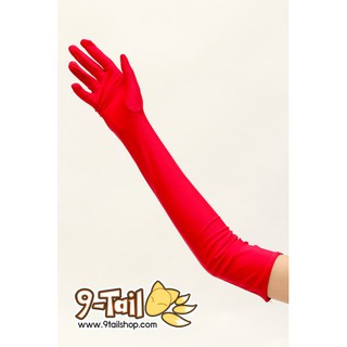 ถุงมือผ้า ถุงมือยาว ถุงมือยาวถึงศอก สีแดง