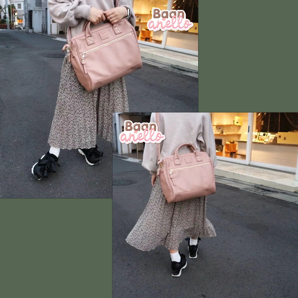 [ของแท้ หนังใหม่]  Anello PU Boston Size-L RETRO 3WAY (AHB3775)