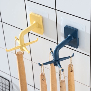 1pc Kitchen free punching rotating hook bathroom storage rack wall hanging drying rack cooking accessories shelf GUOQEE