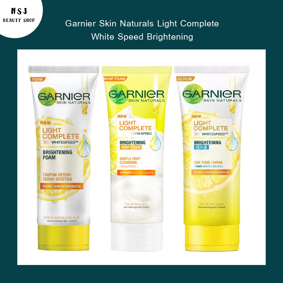 โฟมล้างหน้า สครับ Garnier Skin Naturals Light Complete White Speed Brightening การ์นิเย่ ไลท์ คอมพลีท สปีด ​ไบรท์เทนนิ่ง