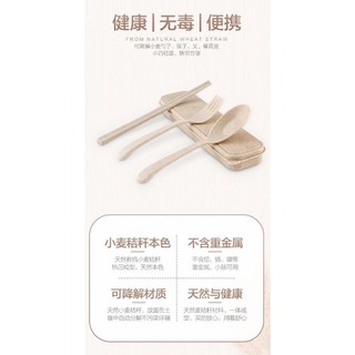 Natural cutlery set ชุดช้อนพลาสติกฟางข้าว