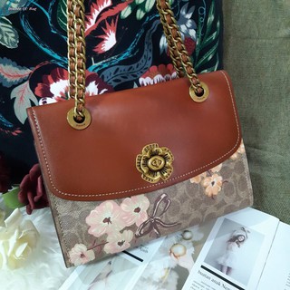 (แท้ 💯%‼) COACH 54649 PARKER IN SIGNATURE CANVAS WITH PRAIRIE FLORAL PRINT