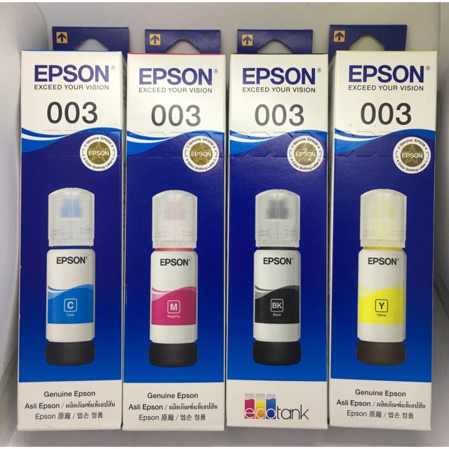 Epson Ink Original รุ่น 003 ปริมาณ 65ml.หมึกเติมแท้จากเอปสัน ใช้สำหรับ Printer รุ่นL1110/L3100/L3101/L3110/L3150/L5190