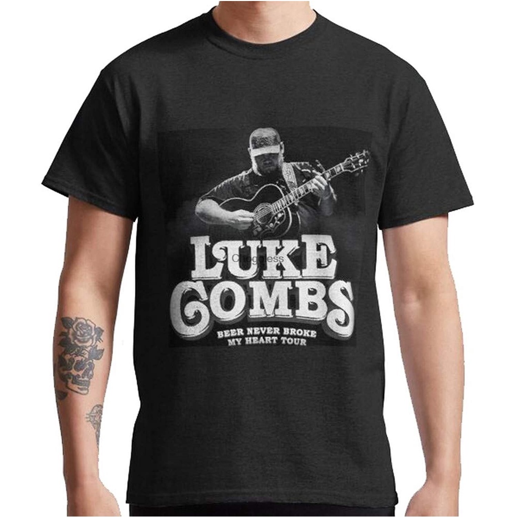 Luke Combs Classic Tshirt ผู้ใหญ่วันเกิด Tee Graphic Tee สีดํา