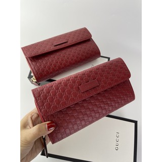 (ผ่อน0%)📌แท้💯Gucci GG Leather Wallet in Red(ไม่แท้คืนเงิน)