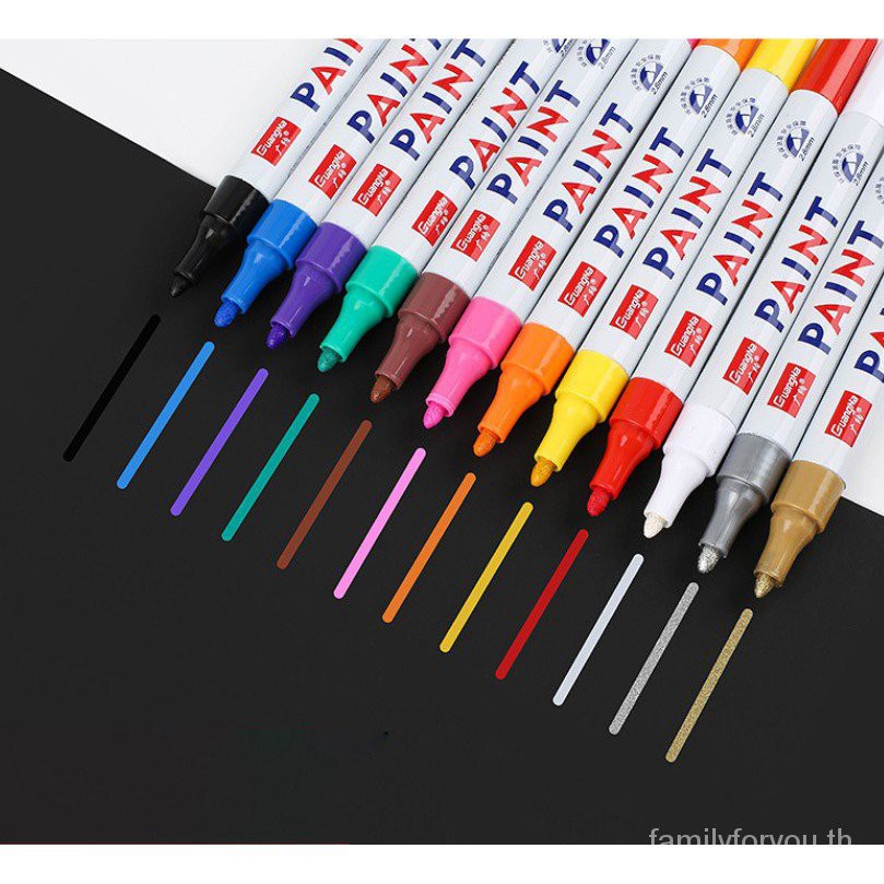 ปากกามาร์กเกอร์ สีน้ํามัน กันน้ํา แบบแห้งเร็ว 12 สี สําหรับวาดภาพระบายสี DIY