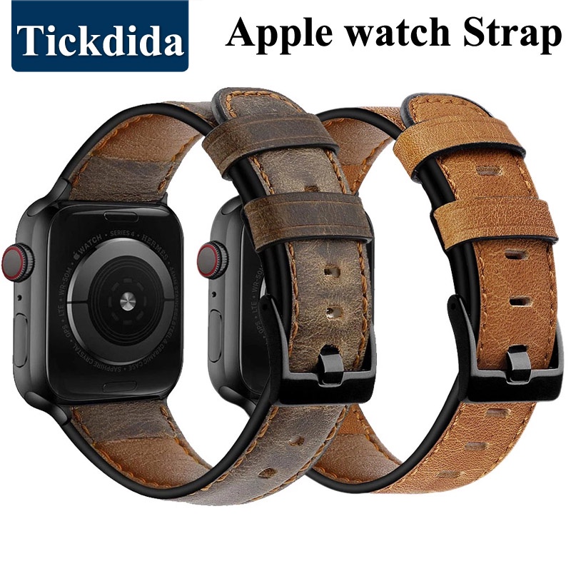 Retro สายหนังวัวสําหรับ Apple Watch Band Ultra 49 มม.45 มม.44 มม.สายนาฬิกา IWatch สร้อยข้อมือ Apple 