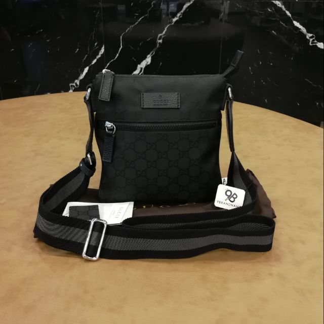 gucci black nylon messenger bag