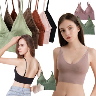 ⭐fairybra.store⭐B-1880 ครอปบราสายเดี่ยว สุดเทรน (สายปรับได้)