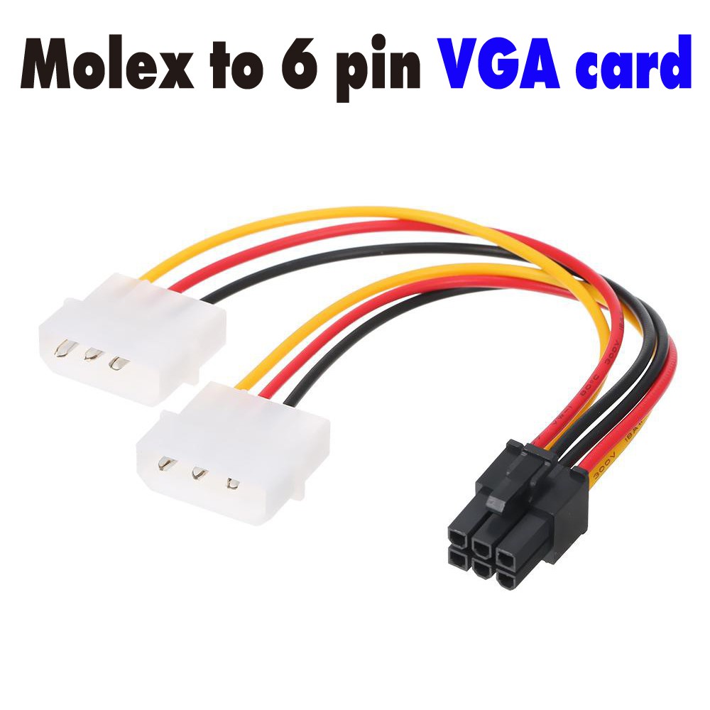 หัวแปลงเสียบไฟเลี้ยงการ์ดจอ Molex to 6 Pin VGA