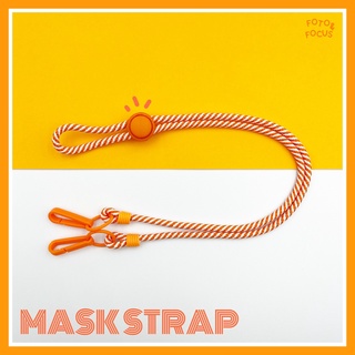 🟠 ORANGE สายคล้องแมสลายริ้วสีแดงสดใส (ลายใหม่) พร้อมส่ง