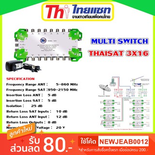 Multi Switch Thaisat 3x16 มีไฟเลี้ยง