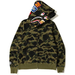 PROSPER - BAPE 1st Camo Shark Wide Full Zip Double Hoodie Green