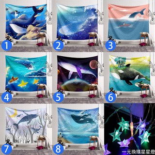 A131 การตกแต่งกำแพงเมือง อุปกรณ์ตกแต่งห้อง Cute Whale Wall Hanging Tapestry Wall Decoration