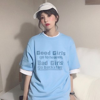 เสื้อยืดแขนสั้นคอกลม พิมพ์ลาย Good Girls go to heaven