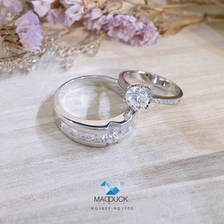 Madduckjewels แหวนเงินแท้ เพชร CZ ชุบโรเดียม RG1625-RG1705