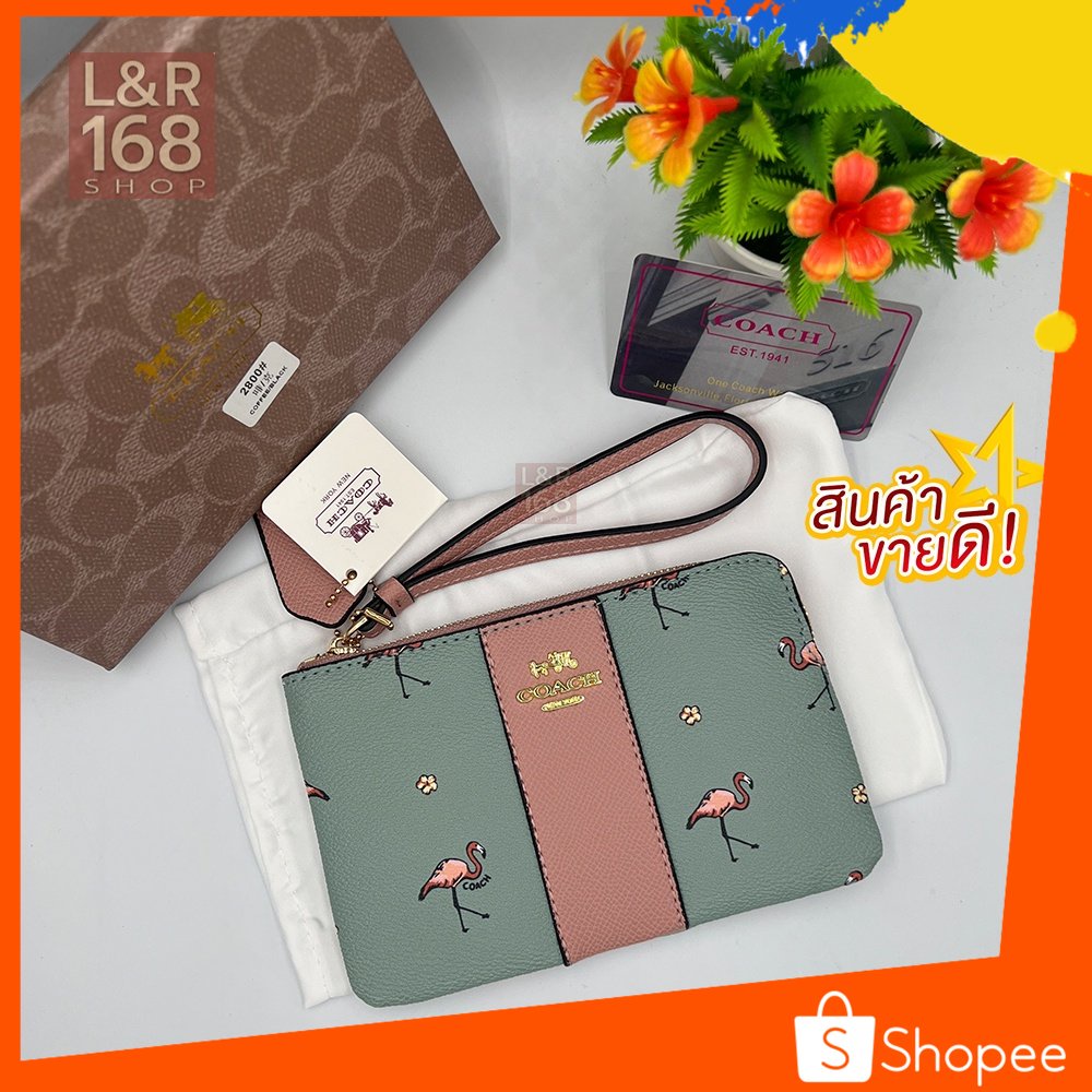 กระเป๋า กระเป๋าคล้องมือ กระเป๋าสตางค์ #Coach 6.5นิ้ว ลายนก