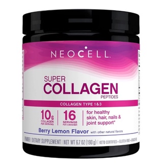 [หมดอายุ 01/24] Neocell Super Collagen Type 1&amp;3 Berry Lemon 190g คอลลาเจน 6,600 มก. รสเบอร์รี่เลมอน ผิวใส ผม เล็บแข็งแรง