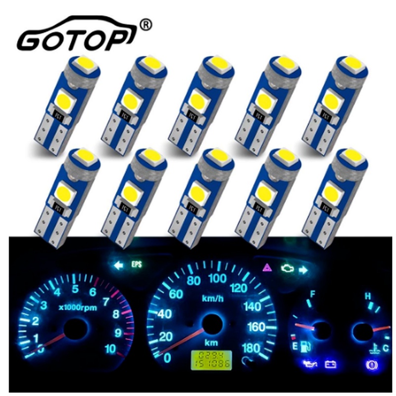 T5 หลอดไฟ LED 3smd 3030 W3W W1.2W Led Canbus ไฟภายในรถ Dashboard Warming Indicator Wedge เครื่องมืออ