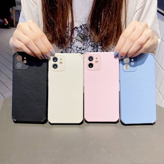 ความเรียบง่าย สีทึบ หนังแกะ เคส Samsung Galaxy A02 A02S A32 A42 A52 A72 A51 A31 A50 Case ความต้านทานการตกสี่มุม ความเรียบง่าย สีทึบ อ่อนนุ่ม เคส