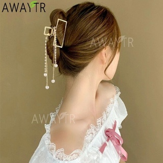 Awaytr ใหม่ กิ๊บติดผมโลหะ ประดับมุก ผีเสื้อ สไตล์วินเทจ เครื่องประดับแฟชั่น