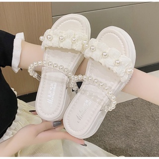 รองเท้าแตะแฟชั่น, รองเท้าส้นตึก,Nacre Sandals ,ใส่แล้วสวย รองเท้าผู้หญิง รุ่นเปิดเท้า สูง5cm Size 35-40💕