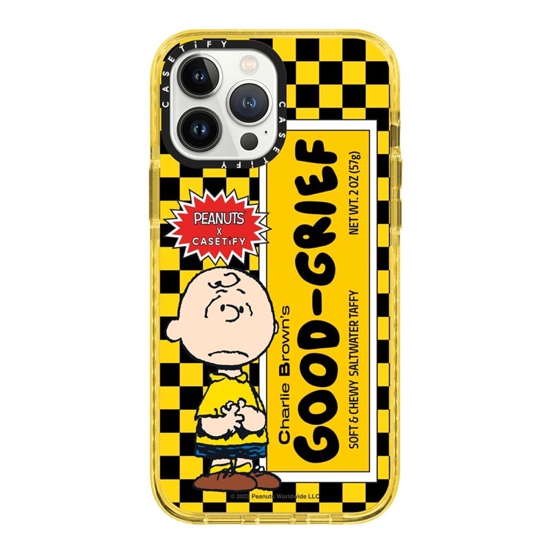 Charlie Brown Good Grief Taffy Case iPhone 13 Pro Max Impact Case สี: Yellow (Glitter)