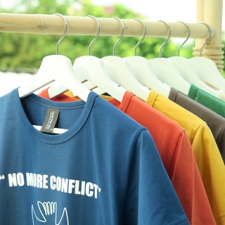 over the sky T-shirt กราฟฟิค เสื้อยืดคอกลม - นกพิราบขาวรักสันติภาพ No more conflict
