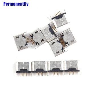 ( Permanentfly ) ที่นั่งไมโคร Usb แนวตั้ง 180 Female 180 10 ชิ้น° ปากแบน ไม่ม้วนงอ