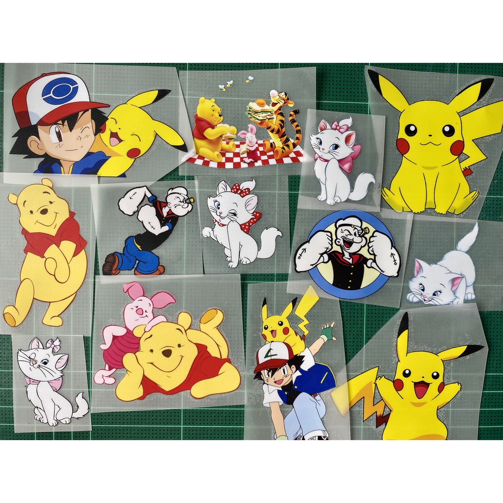 ตัวรีดติดเสื้อ Pokemon Winnie the pool แผ่นฟิมล์รีดร้อน อาร์มติดเสื้อ DIY