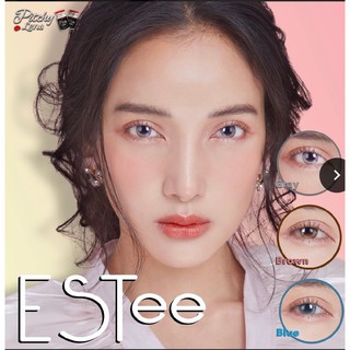 คอนแทคเลนส์ Pitchylens : Estee  Eff.18 เลนส์เล็ก เท่าตา ฝาแดง สีเทา สีน้ำตาล บิ๊กอาย