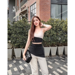 DEPT CURDOROY CREAM NAVY SET ชุดเซตกางเกงขายาวผู้หญิง