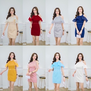 #6 ชุดเดรสออกงาน แต่งผ้าแก้วเนื้อดี ไม่คันนะคะ งานซิปหลัง ทรงสวยมาก ผ้าซาร่า #คอเต่า