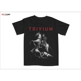 เสื้อยืดโอเวอร์ไซส์เสื้อยืด Trivium Band Original (ทหารม้า)S-4XL