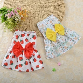 Summer 5Colors Pet Floral Skirt with Bow Tie Design for Cat Supply