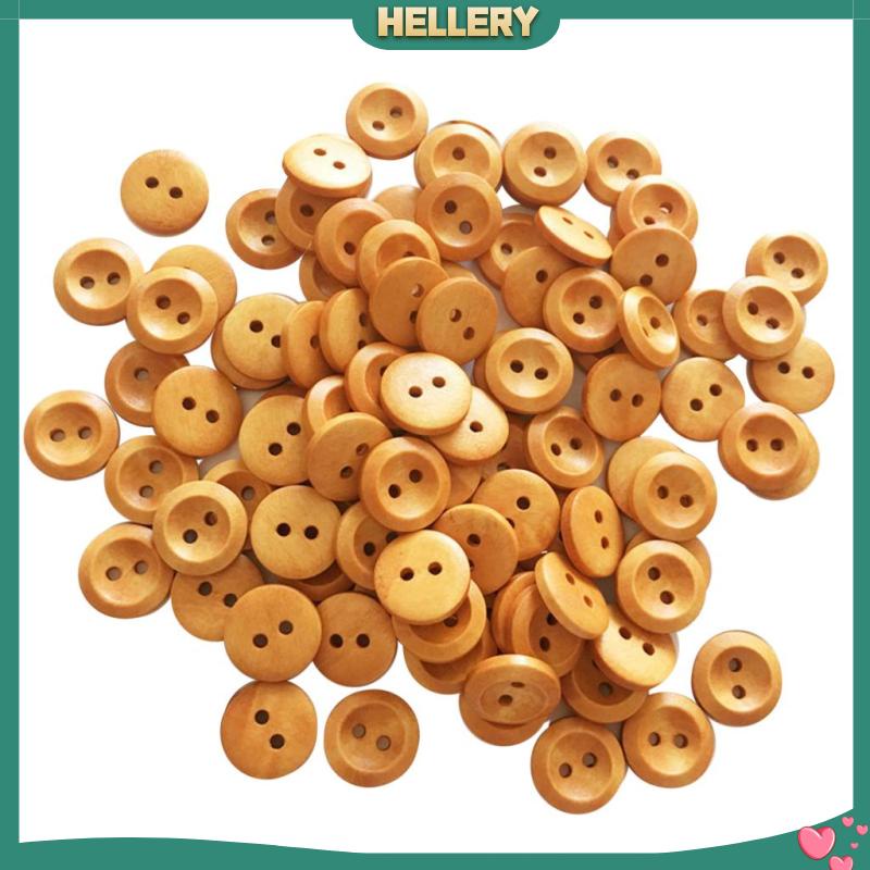 Hellery กระดุมไม้ ทรงกลม สไตล์วินเทจ ขนาด 15 มม. รูปที่ 2