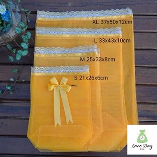 (แพค10ใบ)*ฟรีโบว์* พร้อมส่ง ถุงสังฆทาน ฐานเหลี่ยม ไซส์SS, XS,S,M,L,XL ถุงตาข่ายสำหรับใส่สังฆทานBy LBB