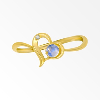 A.CEMI Moonstone-June Birthstone Ring พลอยแท้ มูนสโตน แหวนพลอยแท้ มูนสโตน แหวนเงินแท้ ชุบทอง 18K