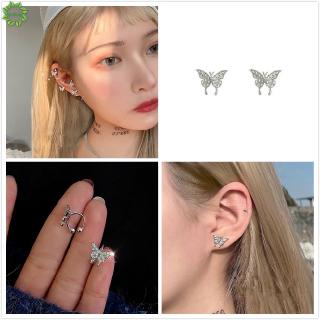 Cod Qipin 1pc Korean Butterfly Shape Earstuds Earclips Fashion Women Jewelry Earrings for Daily