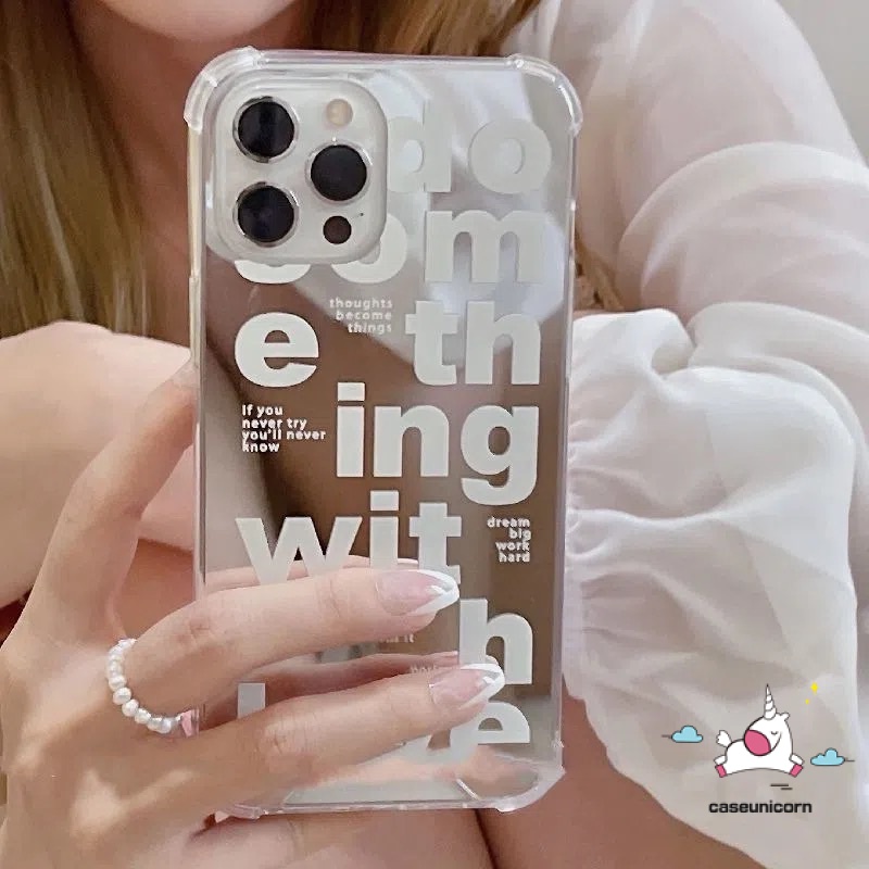เคสโทรศัพท์มือถือกระจก กันกระแทก ลายตัวอักษรภาษาอังกฤษ สําหรับ iPhone 11 13 12 Pro MAX 7 8 Plus X XR XS MAX SE 2020 7plus 8plus